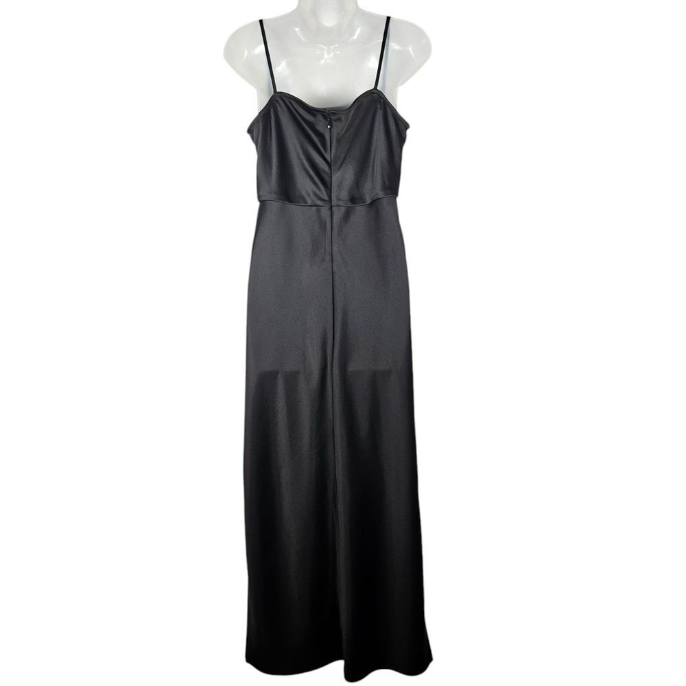 Anthropologie BHLDN Dress 8 Cali Satin Black Midi Slip Strappy Bridesmaid Prom - Picture 3 of 16
